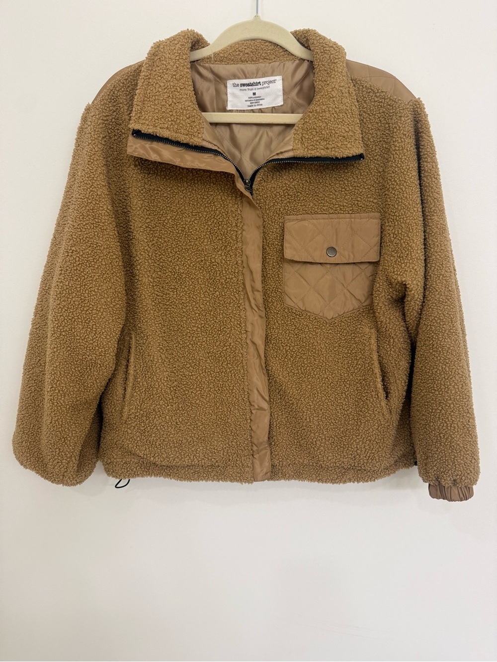 The Sweatshirt Project  Teddy Fleece Jacket - Tan Women Size Medium